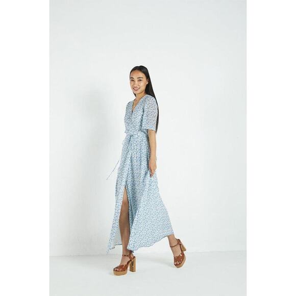 Reistor XS Summer Rains Maxi Wrap Dress Forget Me Not Blue - Picture 3 of 11